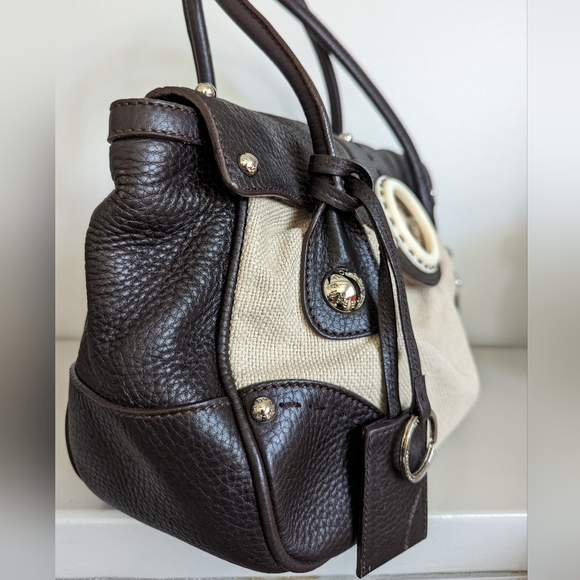 Dolce&Gabbana Beige Canvas Brown leather shoulder bag EUC Gorgeous! - Picture 4 of 9